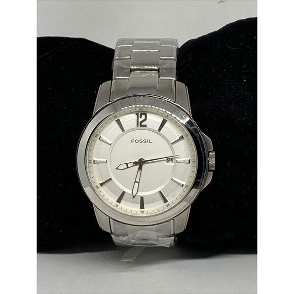 Fossil PR5408 Men's Silver Stainless Steel Analog White Dial Quartz Watch XR874 - Picture 1 of 12